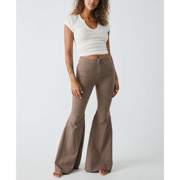 Women's Flared Brown Jeans - Picture 1 of 7